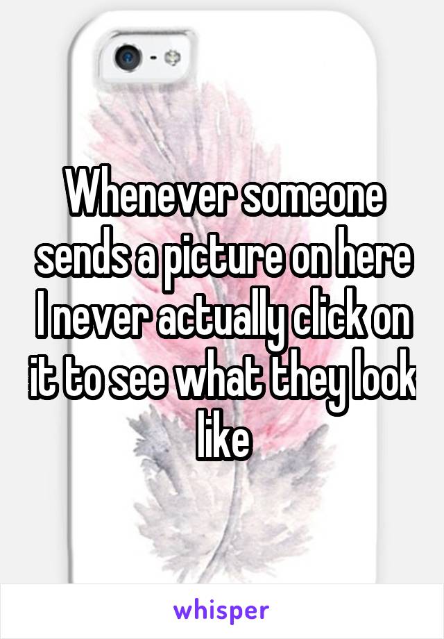 Whenever someone sends a picture on here I never actually click on it to see what they look like