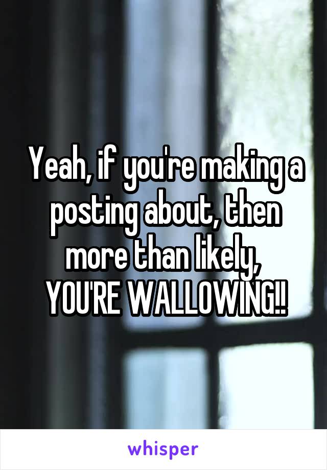 Yeah, if you're making a posting about, then more than likely, 
YOU'RE WALLOWING!!