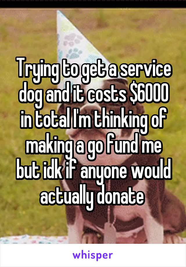 Trying to get a service dog and it costs $6000 in total I'm thinking of making a go fund me but idk if anyone would actually donate 