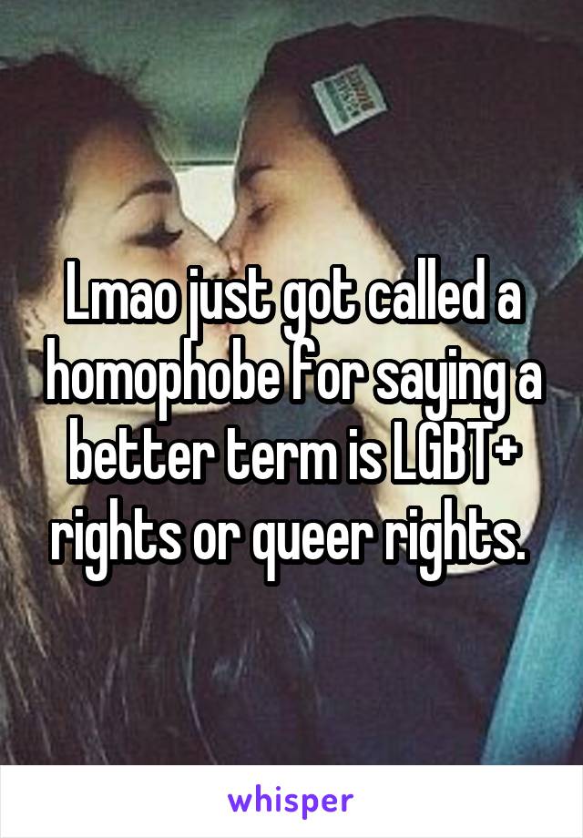 Lmao just got called a homophobe for saying a better term is LGBT+ rights or queer rights. 