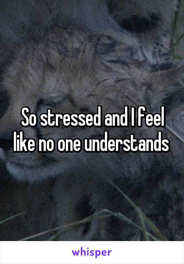 So stressed and I feel like no one understands 