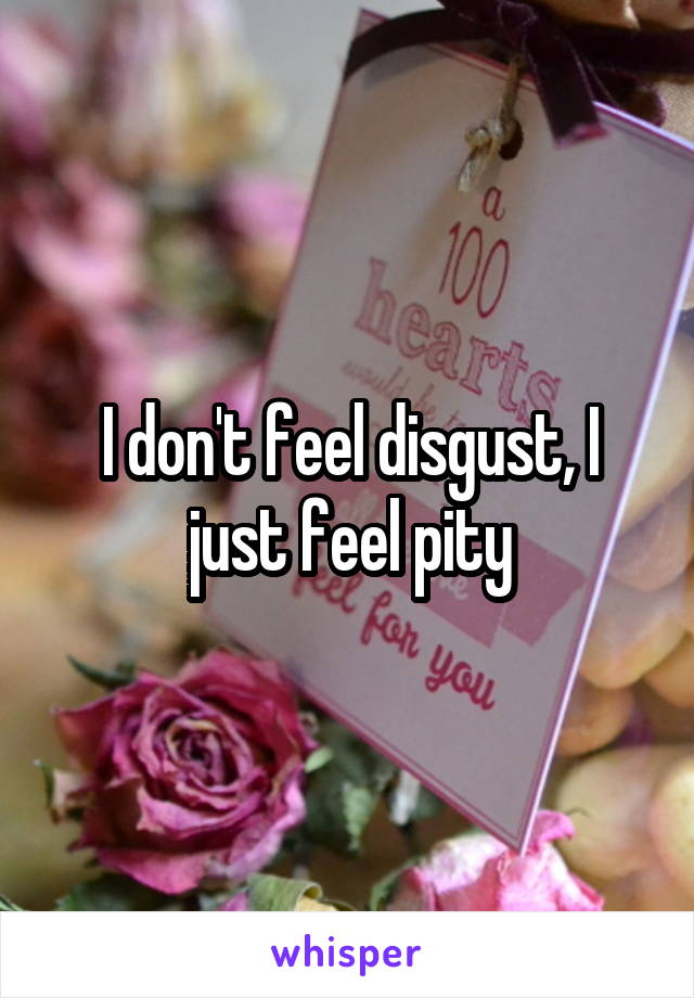 I don't feel disgust, I just feel pity