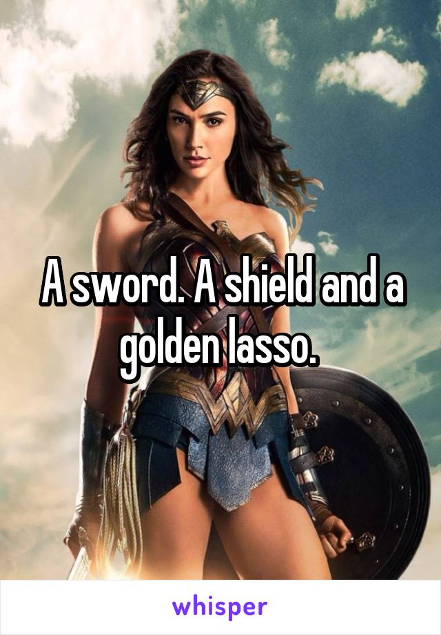 A sword. A shield and a golden lasso. 