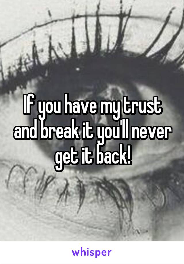 If you have my trust and break it you'll never get it back!