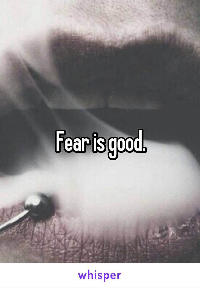 Fear is good.