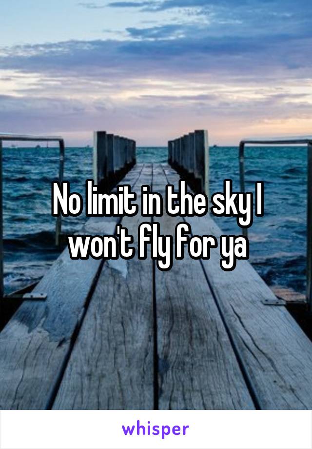 No limit in the sky I won't fly for ya