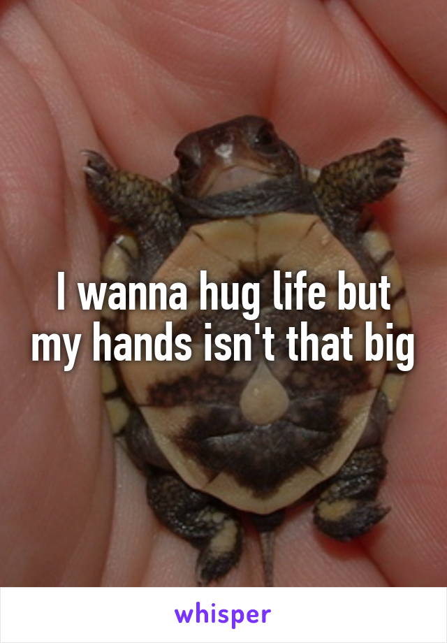 I wanna hug life but my hands isn't that big