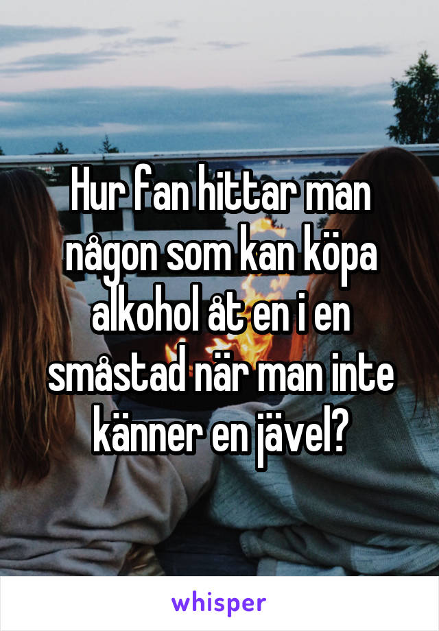 Hur fan hittar man någon som kan köpa alkohol åt en i en småstad när man inte känner en jävel?