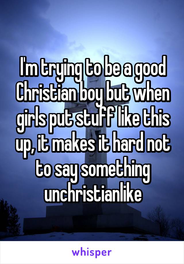 I'm trying to be a good Christian boy but when girls put stuff like this up, it makes it hard not to say something unchristianlike