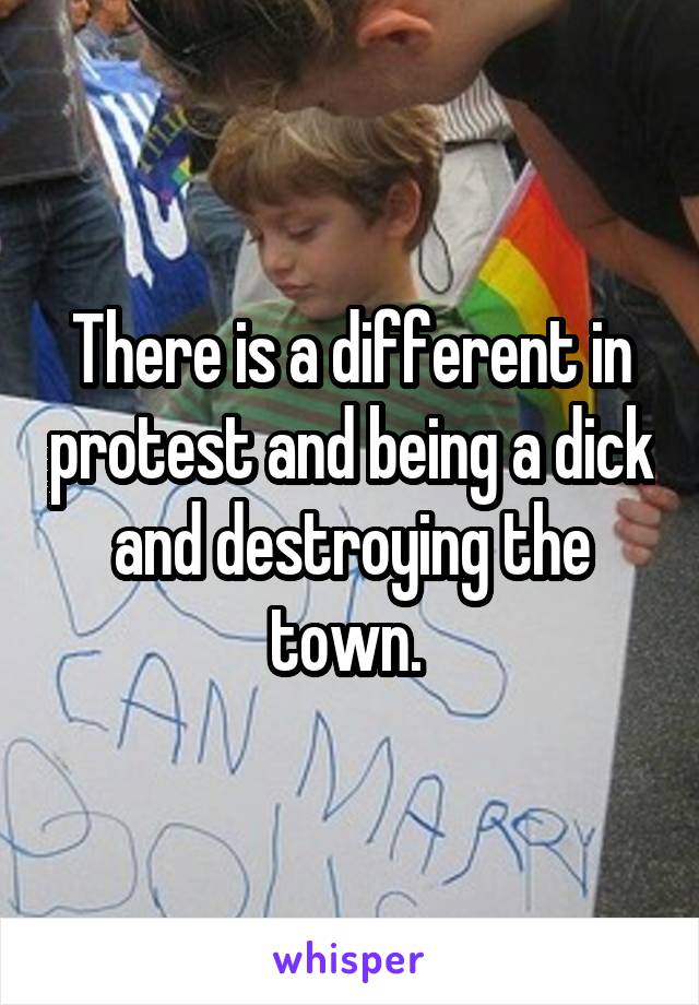 There is a different in protest and being a dick and destroying the town. 