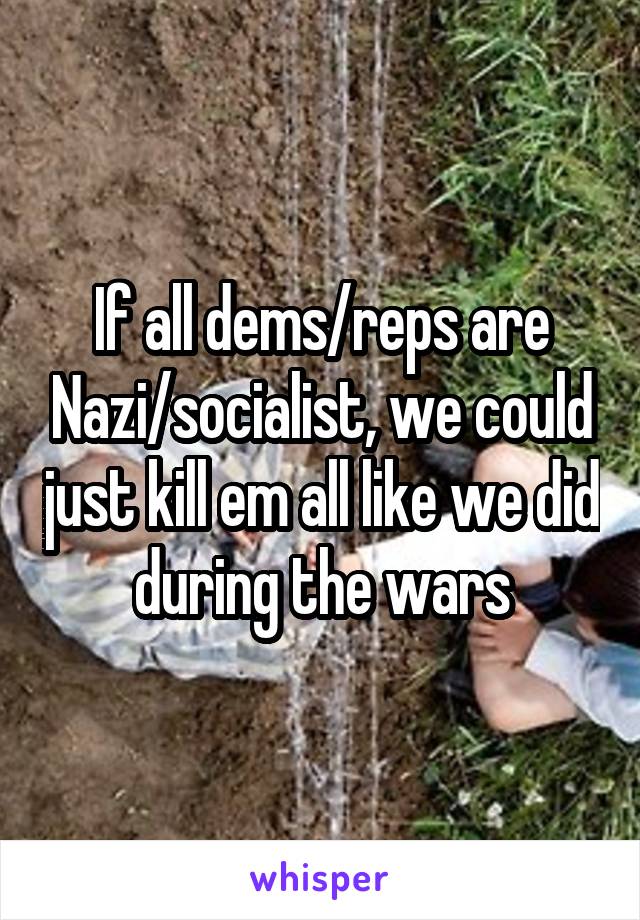 If all dems/reps are Nazi/socialist, we could just kill em all like we did during the wars