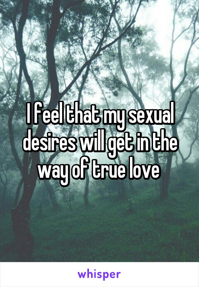 I feel that my sexual desires will get in the way of true love 