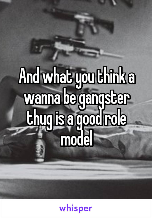 And what you think a wanna be gangster thug is a good role model