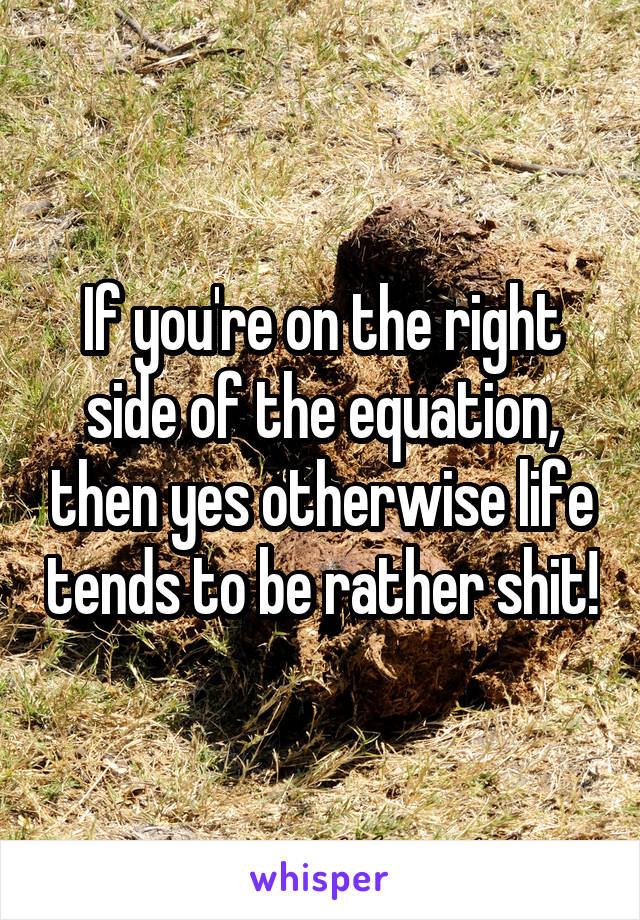 If you're on the right side of the equation, then yes otherwise life tends to be rather shit!