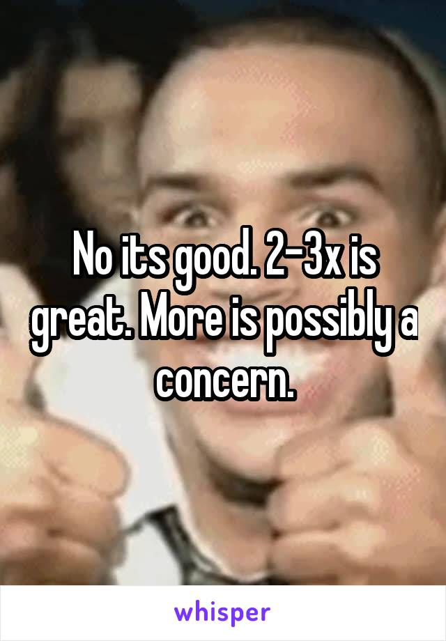 No its good. 2-3x is great. More is possibly a concern.