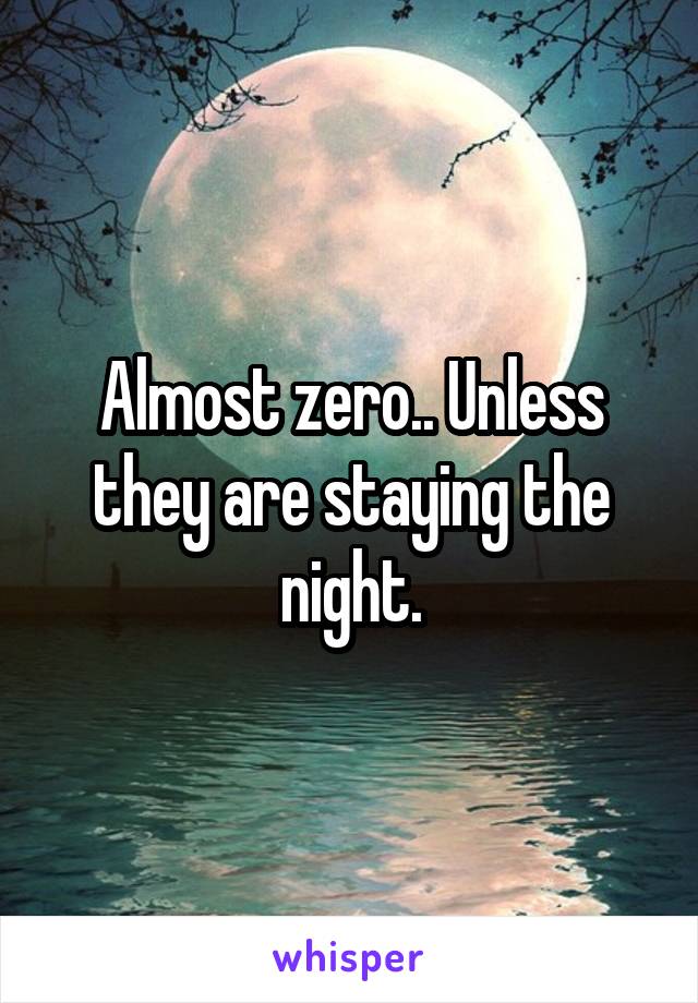 Almost zero.. Unless they are staying the night.