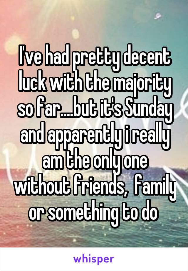 I've had pretty decent luck with the majority so far....but it's Sunday and apparently i really am the only one without friends,  family or something to do 