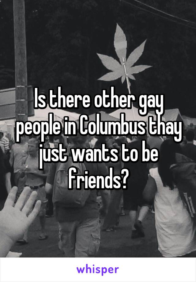 Is there other gay people in Columbus thay just wants to be friends?