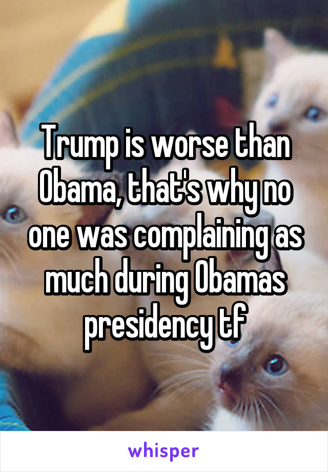 Trump is worse than Obama, that's why no one was complaining as much during Obamas presidency tf