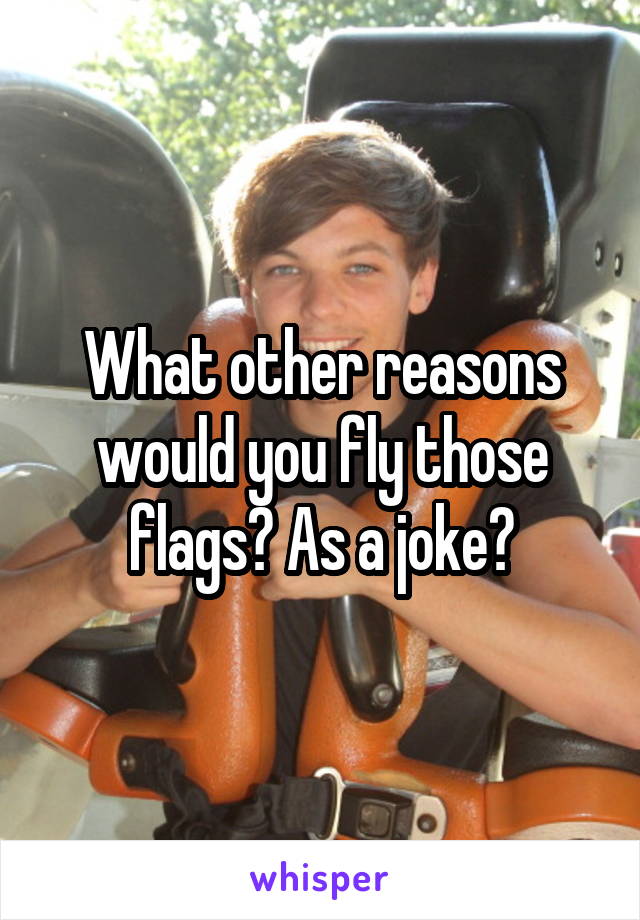 What other reasons would you fly those flags? As a joke?