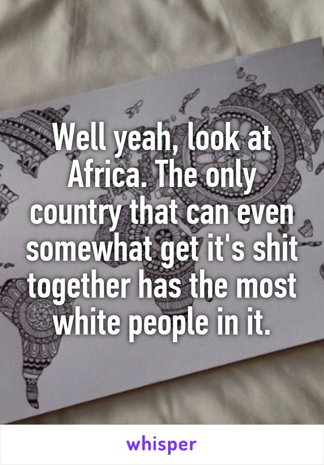 Well yeah, look at Africa. The only country that can even somewhat get it's shit together has the most white people in it.