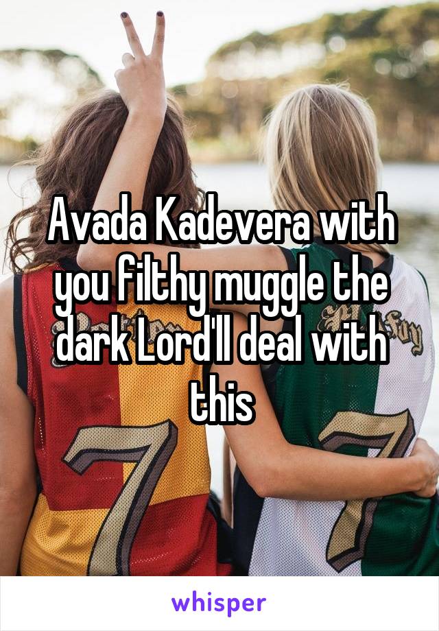 Avada Kadevera with you filthy muggle the dark Lord'll deal with this