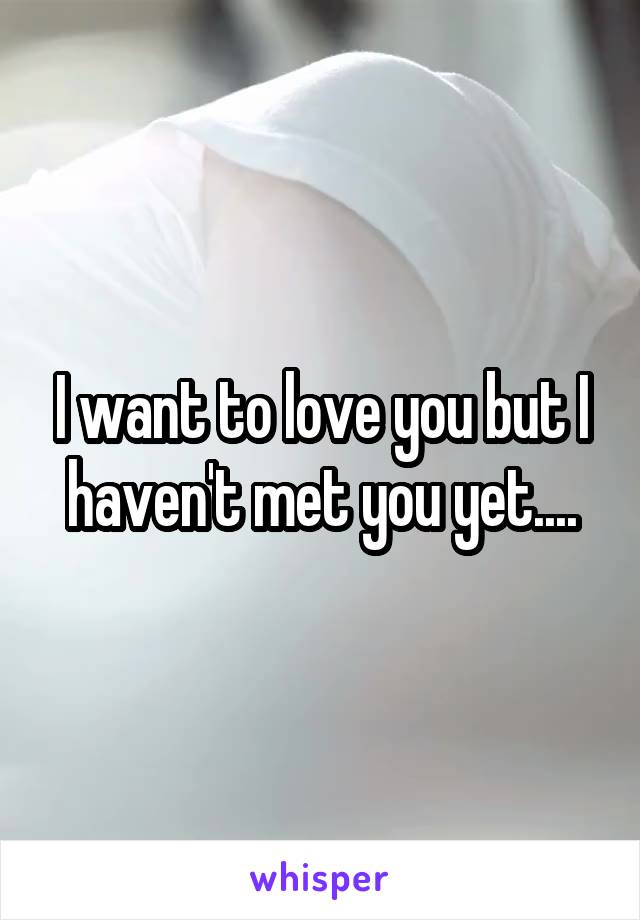 I want to love you but I haven't met you yet....