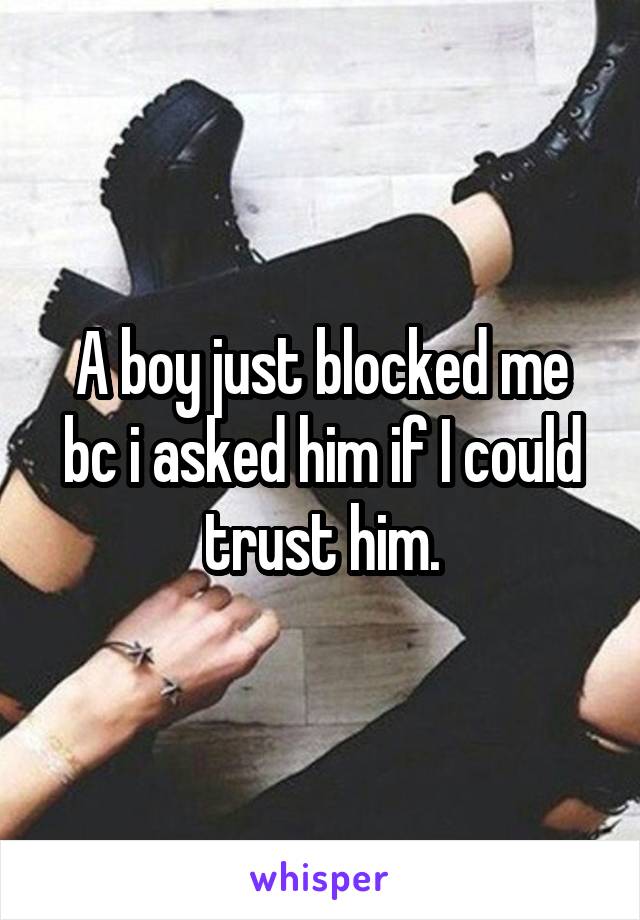 A boy just blocked me bc i asked him if I could trust him.