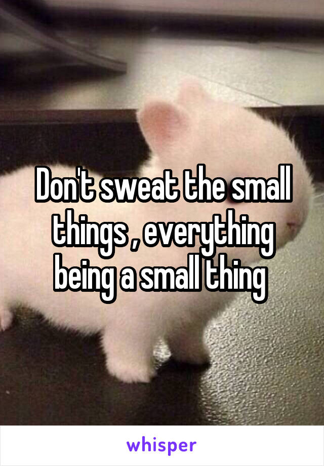 Don't sweat the small things , everything being a small thing 