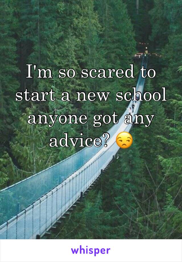 I'm so scared to start a new school anyone got any advice? 😒