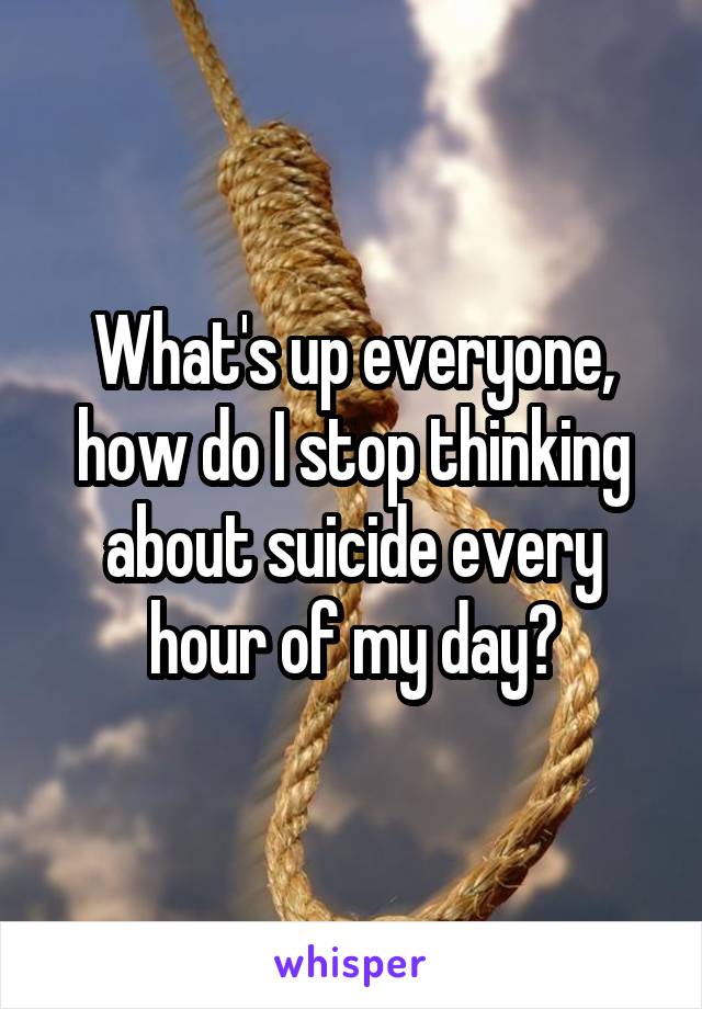 What's up everyone, how do I stop thinking about suicide every hour of my day?