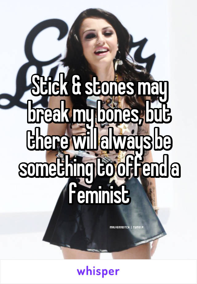 Stick & stones may break my bones, but there will always be something to offend a feminist