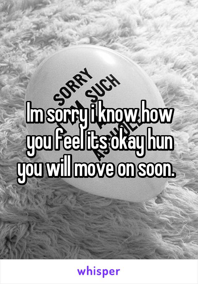 Im sorry i know how you feel its okay hun you will move on soon.  