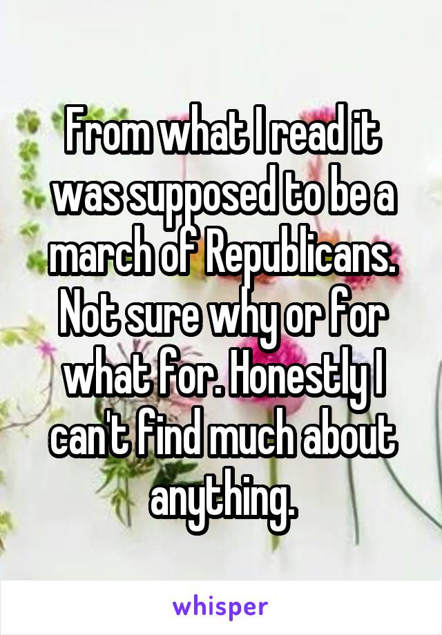 From what I read it was supposed to be a march of Republicans. Not sure why or for what for. Honestly I can't find much about anything.