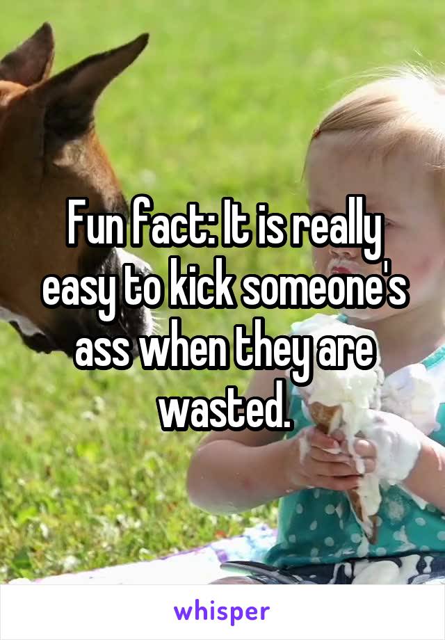 Fun fact: It is really easy to kick someone's ass when they are wasted.