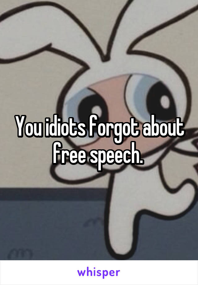 You idiots forgot about free speech. 