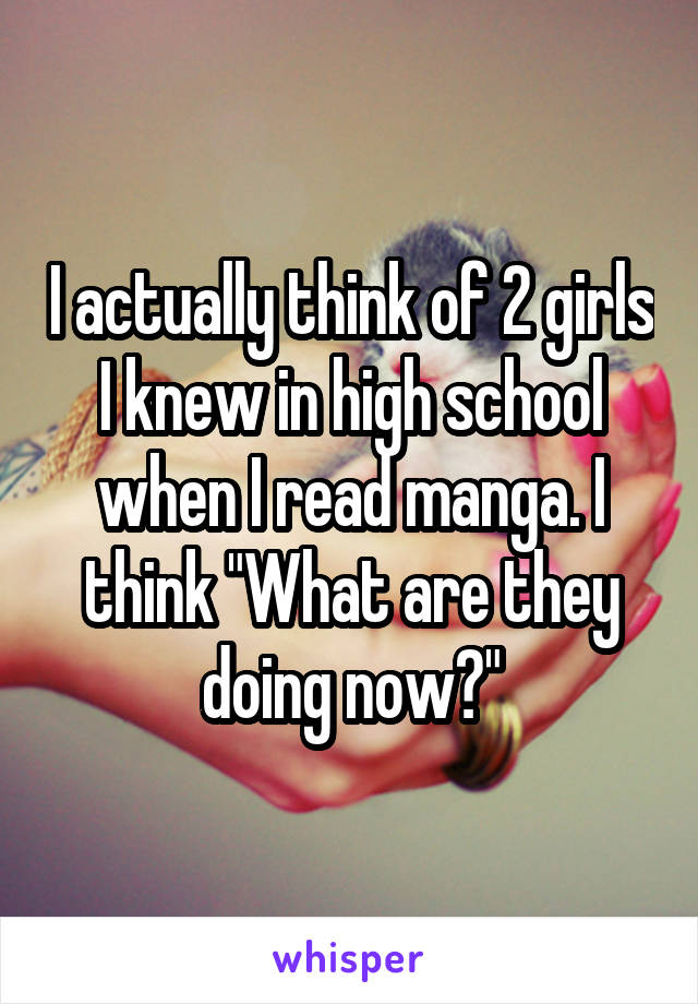 I actually think of 2 girls I knew in high school when I read manga. I think "What are they doing now?"