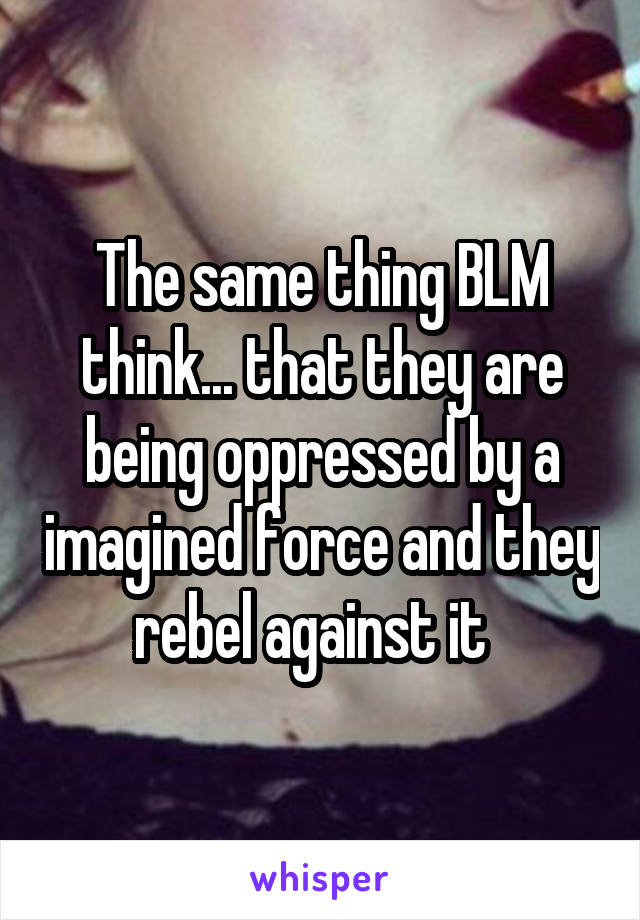 The same thing BLM think... that they are being oppressed by a imagined force and they rebel against it  
