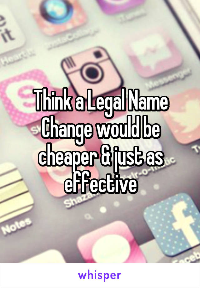 Think a Legal Name Change would be cheaper & just as effective