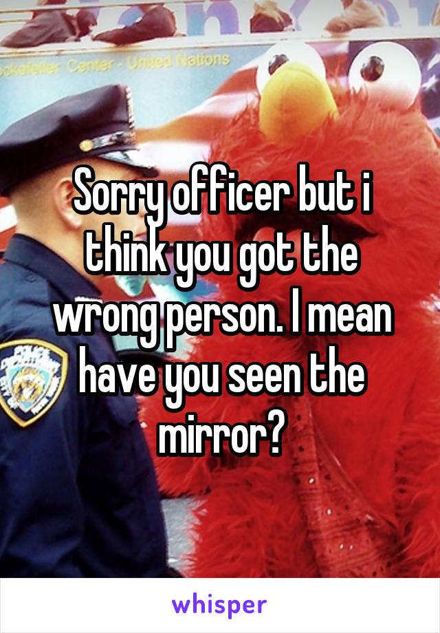 Sorry officer but i think you got the wrong person. I mean have you seen the mirror?