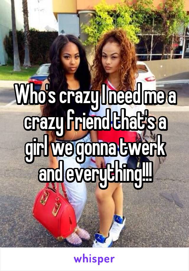Who's crazy I need me a crazy friend that's a girl we gonna twerk and everything!!!