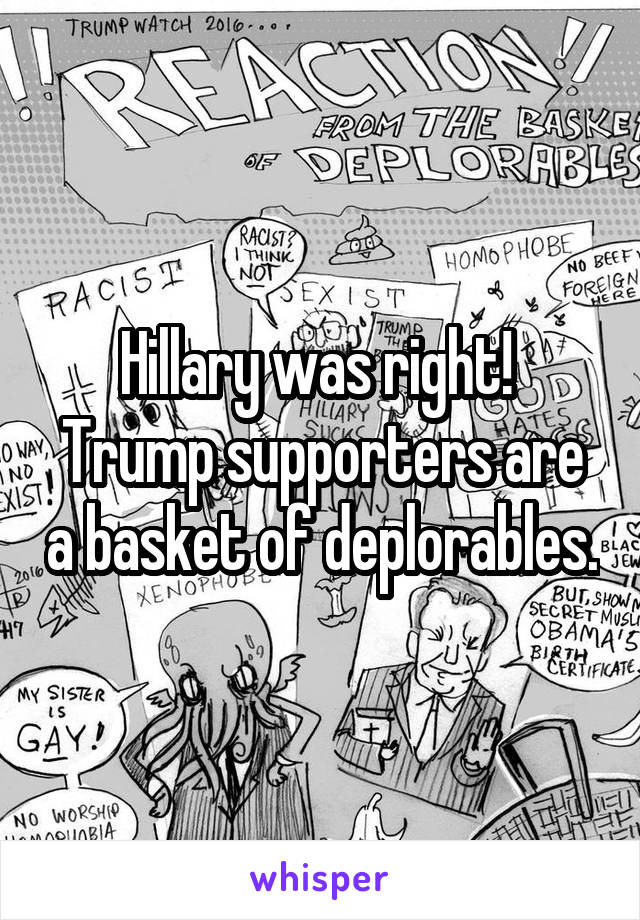 Hillary was right!  Trump supporters are a basket of deplorables.