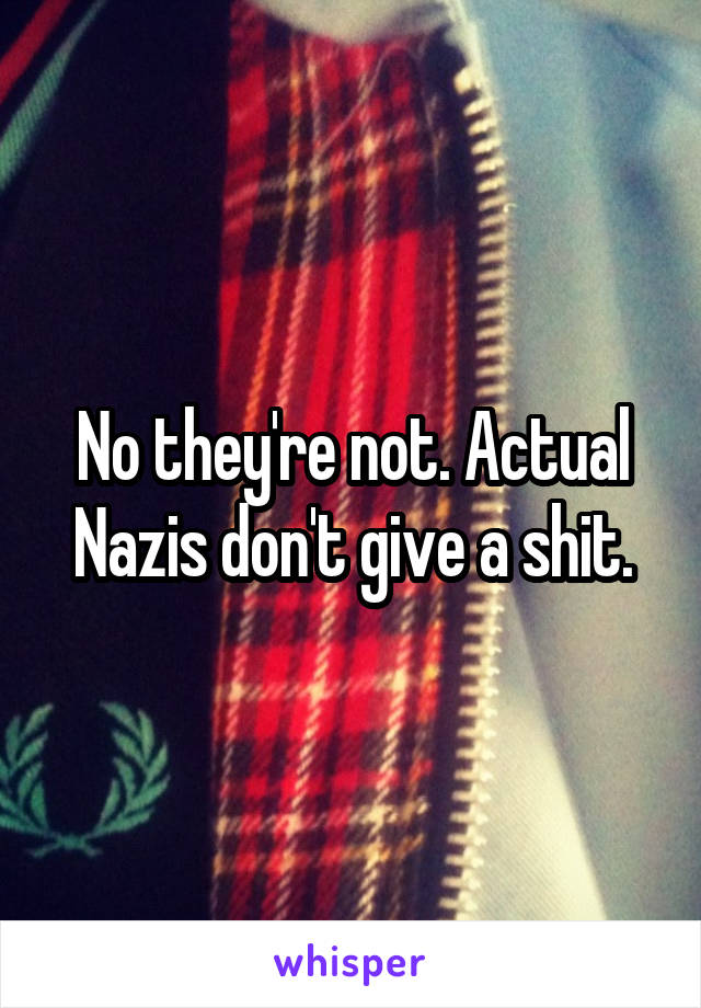 No they're not. Actual Nazis don't give a shit.