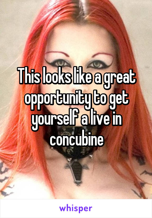 This looks like a great opportunity to get yourself a live in concubine