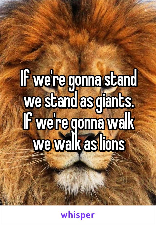 If we're gonna stand we stand as giants.
If we're gonna walk we walk as lions