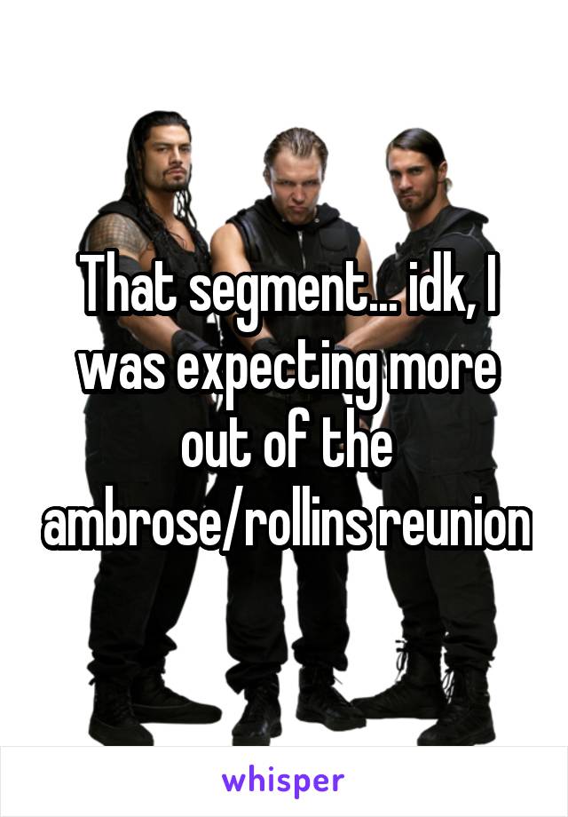 That segment... idk, I was expecting more out of the ambrose/rollins reunion