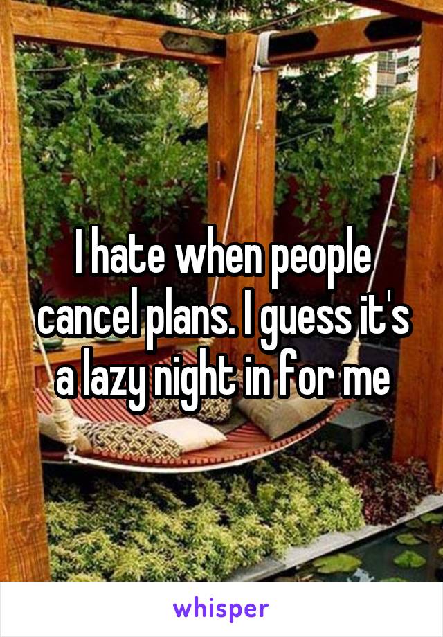 I hate when people cancel plans. I guess it's a lazy night in for me