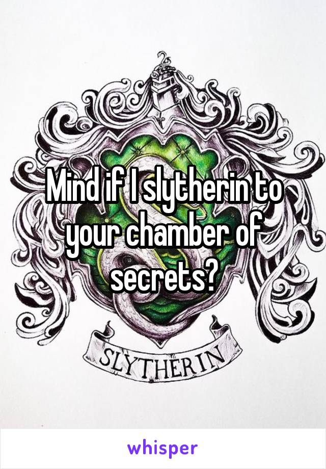 Mind if I slytherin to your chamber of secrets?