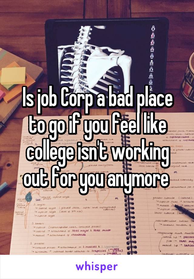 Is job Corp a bad place to go if you feel like college isn't working out for you anymore 