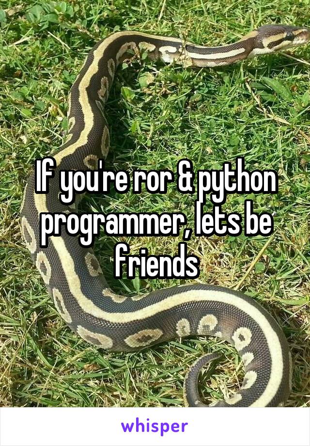 If you're ror & python programmer, lets be friends